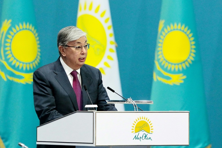 Loyalist Kassym-Jomart Tokayev took over from long-ruling strongman Nursultan Nazarbayev in March. He is expected to cruise to victory in a June 9 election / © AFP/File