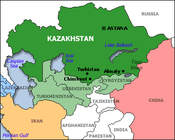 kazakhstan map